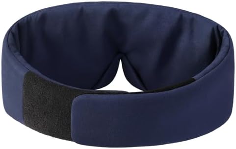 ALASKA BEAR Wraparound Style Organic Cotton Eye Mask with Padded Nose, Big Wide Headband and Large Coverage Ear Muff Sleeping Mask with Bottom Flap for Full Blackout, Dark Blue - Image 3