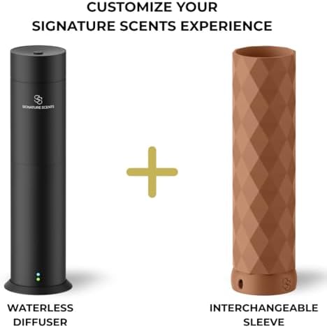 Waterless Essential Oil Hotel Scent Diffuser - Cold Air Diffuser - Covers 1000 sq. ft. - Waterless Diffuser for Home, Office & Hotel (Black + Interchangeable Sleeve) (Black + Teakwood Sleeve) - Image 2