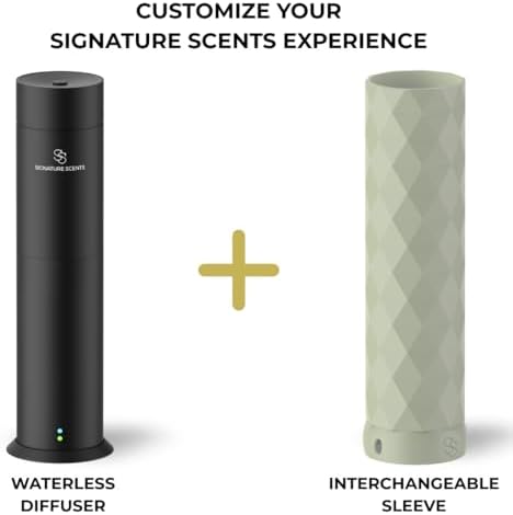 Waterless Essential Oil Hotel Scent Diffuser - Cold Air Diffuser - Covers 1000 sq. ft. - Waterless Diffuser for Home, Office & Hotel (Black + Interchangeable Sleeve) (Black + Light Gray Sleeve) - Image 2