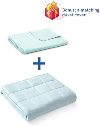 YnM Weighted Blanket,Heavy 100 Percent Oeko-Tex Certified Cotton Material(Light Blue, 80''x87'' 25lbs), Two Persons(110~190lb) Sharing Use on Queen/King Bed | A Duvet Included - Image 6