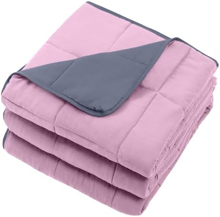 Weighted Blanket for Adults 12lbs, 48"x72", Twin Full Size Cooling Heavy Throw Blanket for 110-130lbs, Microfiber Soft Big Blankets Weighted Comforter, Pink Grey - Image 7