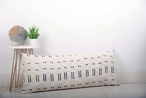 Trade Star 100% Cotton Pillow Cover Mudcloth Rustic Luxurious Lumbar Back Rest Cover for Bedding Large Modern Handwoven Cushion Case for Farmhouse Decor (Ivory Blossom 14X36 INCHES) - Image 2