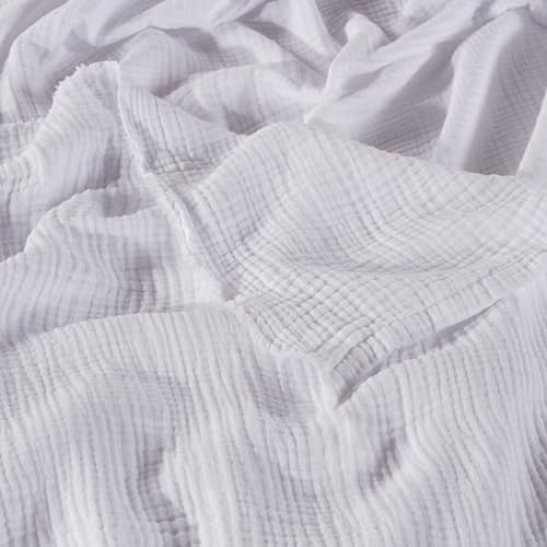 Muslin Blanket - Pure 100% Turkish Cotton Airy Soft Light Versatile Gauze Throw Blanket for Bed, Couch, Sofa (White, Throw Size (50" x 66" inch)) - Image 6