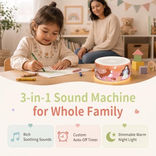 Kipcush White Noise Machine for Baby & Adults, Sleep Sound Machine with 30 Soothing Sounds, 8-Color Night Light, Memory Function, White Noise for Sleeping, Nursery, Office, Travel, Relaxation - Image 2