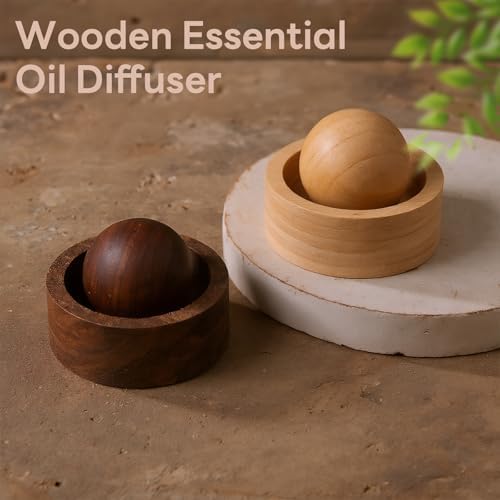 Wooden Essential Oil Diffuser - Round Ball Aromatherapy Diffuser, Walnut and Beech, for Office, Car, Yoga Hall (Walnut) - Image 2