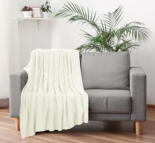 Utopia Bedding 100% Cotton Thermal Blanket Ivory Twin, 90x72 Inches - Image 6