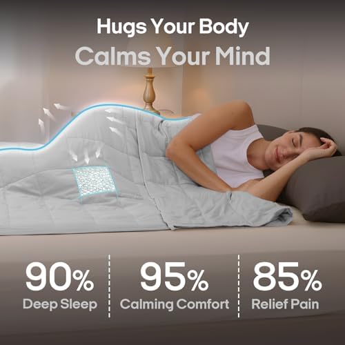 ZonLi Weighted Blanket for Adults (100% Cotton, 60"x80", 20lbs, Light Grey) - Image 2