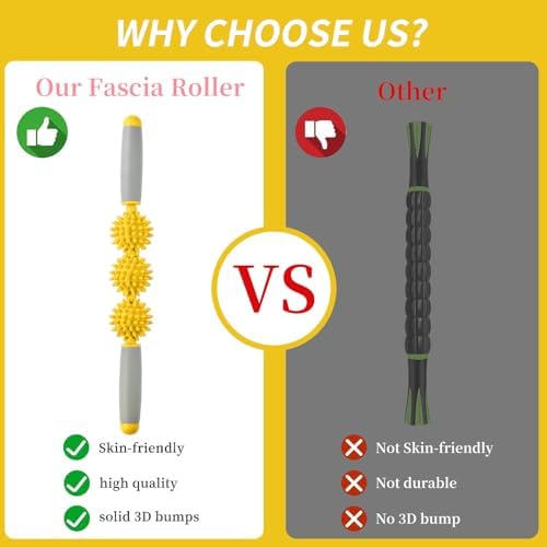 Cellulite Massager, Fascia Blaster for Cellulite, Muscle Roller Stick Lymphatic Drainage Massager for Relif Body Sorness, Trigger Points, Sports Legs, Back Recovery, Luminous Yellow - Image 6