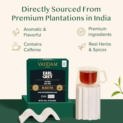 VAHDAM, Earl Grey Citrus Tea (15 Pyramid Tea Bags) 100% Natural Long Leaf Earl Grey Tea Bags | Aromatic & Delicious, Black Tea Bags Blended with Natural Bergamot | Brew as Hot/Iced Tea Bags - Image 4