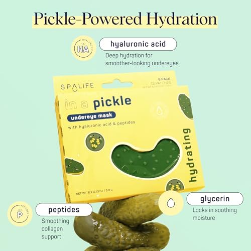 SpaLife In a Pickle Hydrogel Under Eye Patches for Dark Circles | Pickle Gifts for Women | Hydrating Undereye Masks for Bags and Puffiness | Pack of 8 Pairs (8 Undereye Treatments) - Image 3