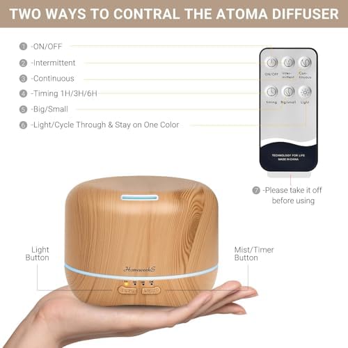 Homeweeks Essential Oil Diffuser for Room Aromatherapy Scent Diffuser - Image 7
