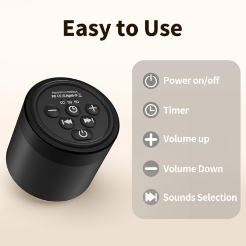 Portable Mini White Noise Machine Sound Machine with 30 Soothing Sounds for Newborn Kids Adults Rechargeable Sleep Brown Noise Machine with 4 Timers Memory Function for Travel Camping Home and Office - Image 7