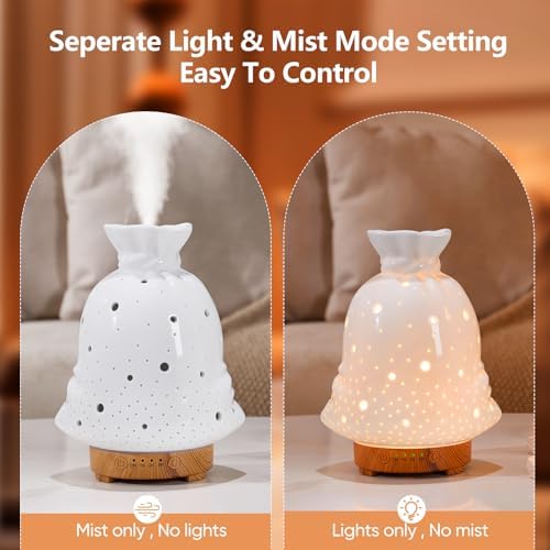 160ML Ceramic Diffuser for Essential Oils Lucky Bag Aromatherapy Diffuser Ultrasonic Cool Mist Humidifier with Intermittent Mist Modes Waterless Auto Off for Room Office - Image 6