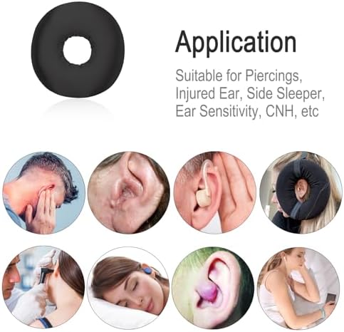 Silky Satin Piercing Pillow Ear Pillows Donut with Hole for Ear Pain CNH Piercing Pain Relief Sleeping Pressure Sore Side Sleepers Smooth Cooling Ear Guard Protector, Black - Image 7
