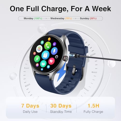 Smart Watch for Men Women, 105+ Sports Modes Fitness Tracker (Blue) - Image 7