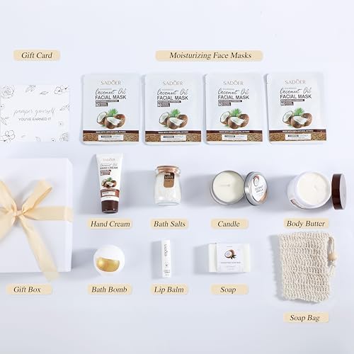 Coconut Spa Gifts for Women Birthday Self Care Kit Mothers Gifts Basket Thank You Relaxing Bath Sets for Moms Friends Co-worker Daughter Girlfriend Grandma Sister Teacher Daughter-in-Law - Image 2