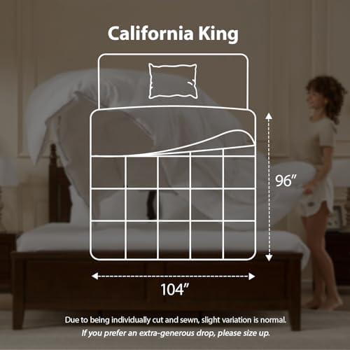 PACIFIC COAST Goose Down Fiber Comforters California King Duvet Insert, All Season White Comforter, 3D Hidden-Stitch Baffle Box Design,8 Tabs, Gifts for Women/Men, Extra Fluffy Luxury Duvet (104"x96") - Image 6