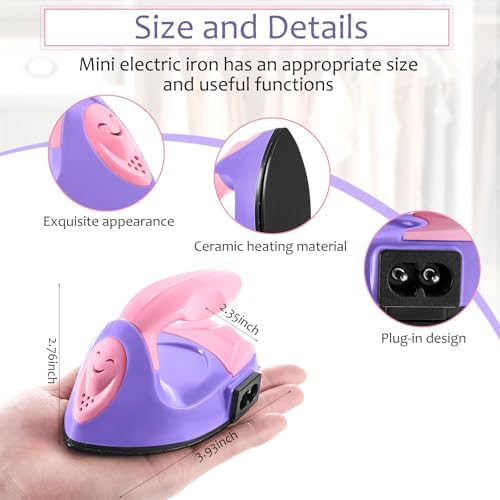 Honoson Mini Craft Iron with Charging Base Tiny,Dark Pink, Light Purple - Image 2