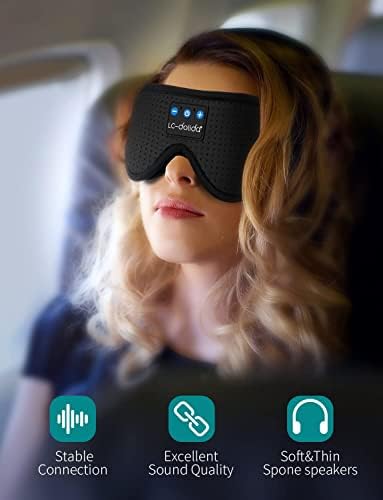 LC-dolida Sleep Mask with Bluetooth Headphones,Sleep Headphones Bluetooth Sleep Mask 3D Sleeping Headphones for Side Sleepers Best Gift and Travel Essential (Elegant Black) - Image 6