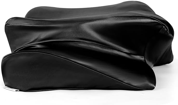 Set of 2 Thickened Satin Pillowcase, Elastic 16 * 24In Pillow Cover for Cervical Pillow or Memory Foam Pillows, Smooth & Soft Hair and Skin Friendly, Queen Size with Zipper Black - Image 7