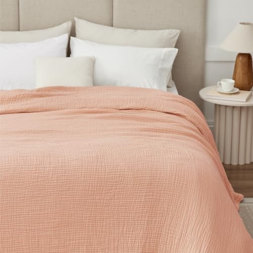 100% Cotton Muslin Blanket Twin 60" x 80", Breathable and Lightweight Cotton Twin Blankets for Couch, Soft Cooling Summer Gauze Blanket for Adults All Season, Dusty Pink - Image 7