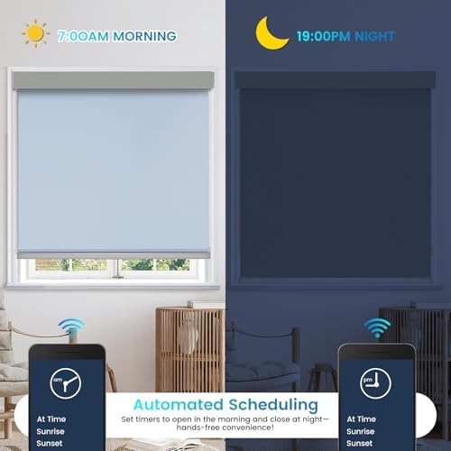Motorized 100% Blackout Roller Shades – Custom Smart Blinds with Remote Control, Rechargeable Battery or Plug-in Motor, Tuya WiFi Optional, Home & Office Automatic Window Shades (Greige Green/CH9444) - Image 6