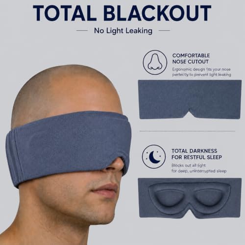 ALASKA BEAR Sleep Eye Mask for Back and Side Sleepers, Women Men, Navy Gray - Image 5
