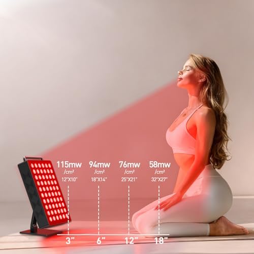 Red Light Therapy Panel 5 Wavelength 60 Dual Chip LEDs 630+660+810+830+850nm Red and Near Infrared Lamp Therapy Device 100W with Timer & Stand for Body Pain Relief Face Skin Health Sleep Black - Image 7