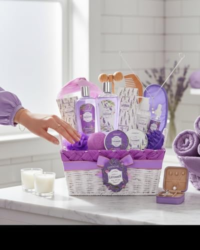 19 Pcs Gifts for Women, Lavender Bath & Body Gift Basket,Face Skin Care Set - Image 6