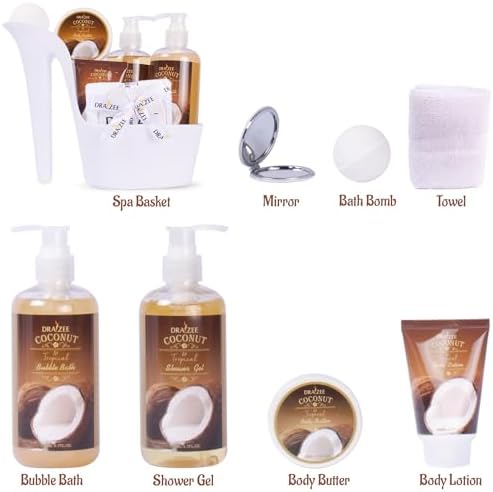 Draizee Heel Shoe Spa Gift Basket for Women, 8 Pc Coconut Scented - Image 2