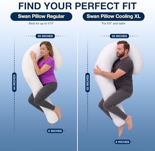 Contour Swan Shaped Body Pillow | Orthopedic Body Pillow for Back, Hip & Leg Relief | Ergonomic Support for Sciatica & Full Body Comfort - Standard Size - Image 6