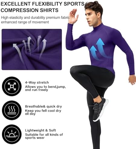 SPVISE Men's Compression Shirts Long Sleeve Mock Turtleneck Workout Tops - Image 6