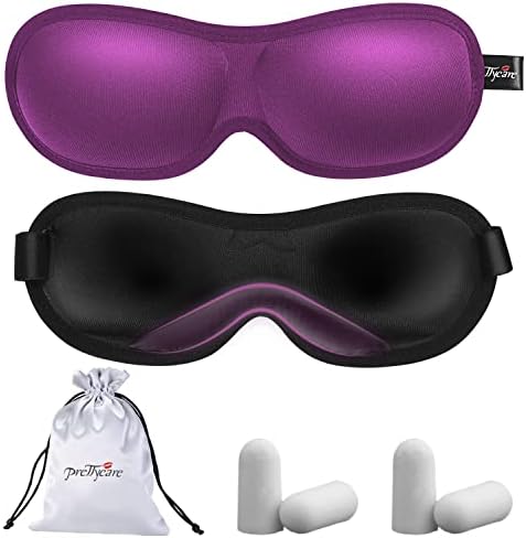 PrettyCare Eye Mask for Sleeping 2 Pack, Sleep Masks for Women Men, 3D Contoured Cup Blindfold Eye Mask, Soft Block Out Light Sleep Mask, for Sleeping, Shift Work, Yoga, Traveling (Black and Purple) - Image 7