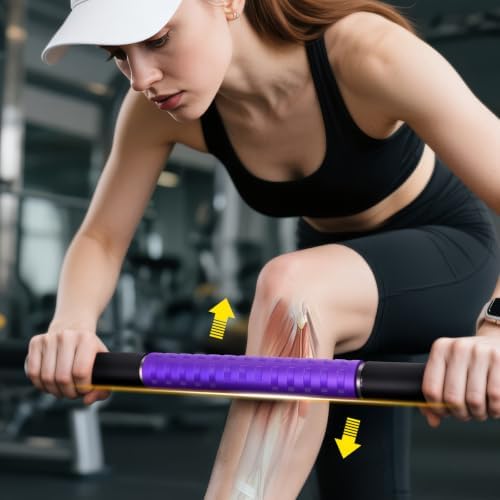 Muscle Roller Stick,17" Massage Roller for Muscle Deep Tissue Purple - Image 7