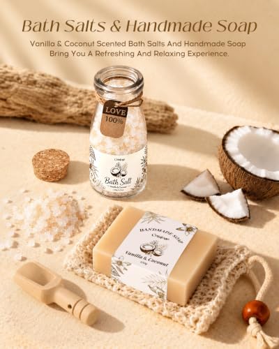 Natural Spa Gift Basket for Women, Coconut Vanilla - Image 3