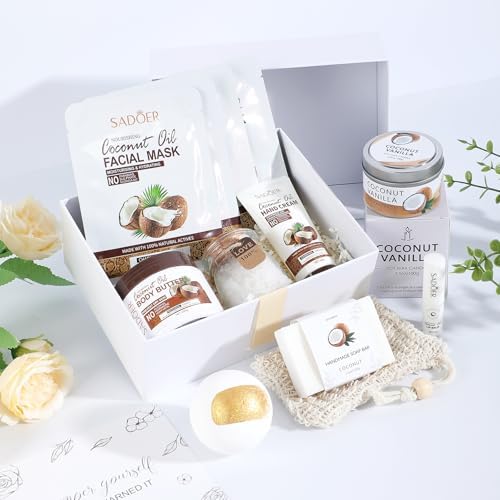 Coconut Spa Gifts for Women Birthday Self Care Kit Mothers Gifts Basket Thank You Relaxing Bath Sets for Moms Friends Co-worker Daughter Girlfriend Grandma Sister Teacher Daughter-in-Law - Image 3