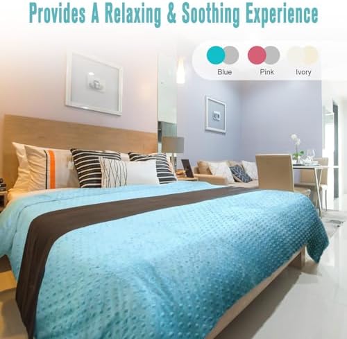 30LB Weighted Blanket for Adults 86"x 90" Aqua Color, 2-Sided Microfiber Blanket with Premium Glass Beads, Cooling & Heating All-Season Thick Blanket - Image 7