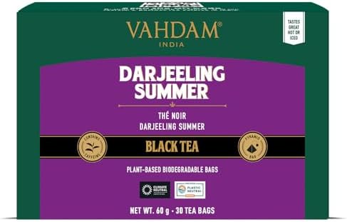 VAHDAM, Darjeeling Black Tea Bags (30 Count) High Caffeine, Non GMO, Gluten Free | Smooth & Sweet Tea With Distinguished Fruity Notes | Full Bodied | Individually Wrapped by Unknown