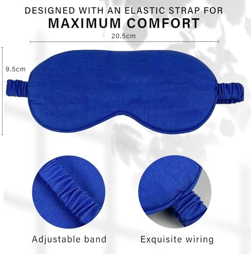 Eye mask Pure Linen Sleep Mask with Elastic Band, No Pressure On Eyes,Side Sleeper Eye Cover Organic Cotton Core Blindfold,Napping & Yoga Travel Essentials (Cornflower Blue) - Image 2