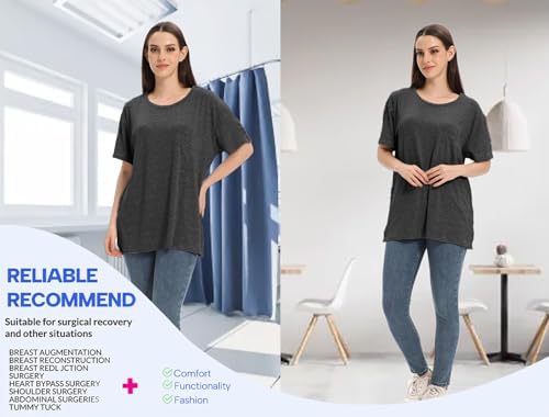 Women Shoulder Surgery Shirts for Women Tear Away Post Surgery Shirt for Men Full Snap Access Recovery Clothing - Image 5
