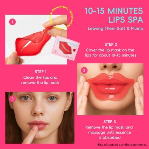 QUIYUM Watermelon Niacinamide Lip & Eye Mask Set, Facial Skincare(12 Packs) - Image 7