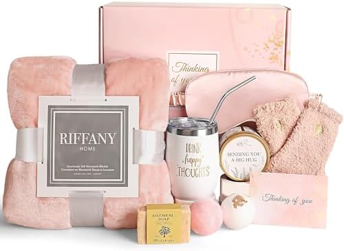 Birthday Gifts for Women, Unique Happy Birthday Gift Basket Self Care Package Bday Ideas with Luxury Flannel Blanket for Mom Her Best Friends Sister Wife Friendship by SuhctuptxAccompanyUInLife