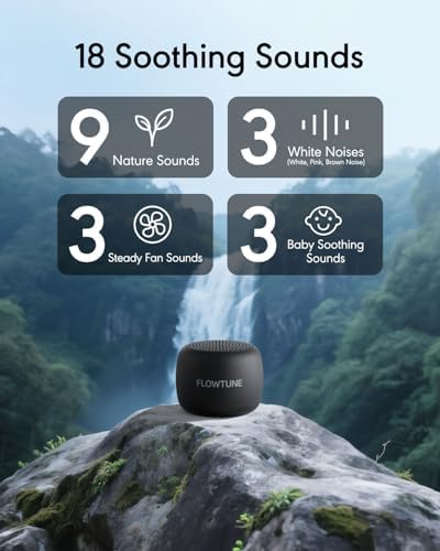 FLOWTUNE Sound Machine White Noise Machine for Baby Adults, 18 Non-looping Sounds, Timer, Memory Function, Portable Sleep Sound Therapy Gift (Black) - Image 2