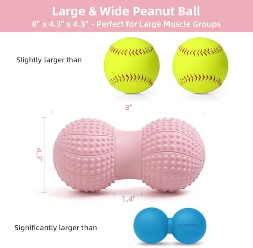 8 Inch Large Peanut Massage Ball Roller for Large Muscle Groups, Deep Tissue Double Massage Ball for Neck,Back,Leg,Low Back,Peanut Myofascia Release Ball for Muscle Knots&Physical Therapy - Image 2