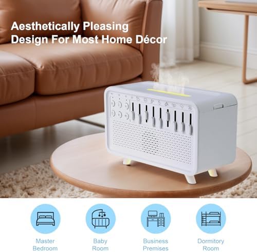 White Noise Night Light Humidifier, 3-in-1 White Noise Sound Machine Humidifier with 8 Ambient Sounds, Diffuser Sound Box Powered by USB, Sleep Sound Machine for Home Office, Timer - Image 6