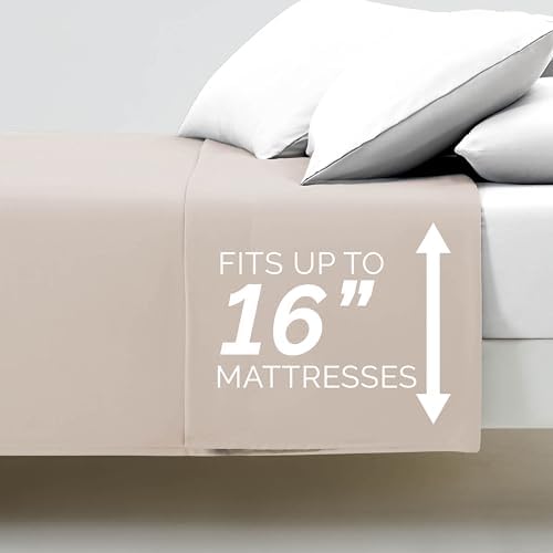King Size Flat Sheets Only 112x102 King Size Top Sheet 2 Pack Natural Beige - Image 6