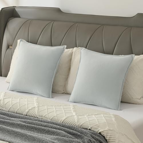FUTEI Pack of 2 Chenille Throw Pillow Covers 12x20 Inch, Light Blue - Image 6