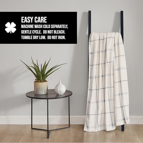 Lucky Brand Palmdale White with Light Blue Plaid 50"x70" Cozy Plush Blanket - Premium Microfiber Throw for Luxurious Comfort - Image 6