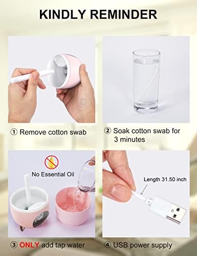 Cool Mist Humidifier,300ml Mini Humidifiers with Night Light,Waterless Auto-Off Air Humidifier,20dB Quiet Humidifiers for Bedroom,Car, Plant for Girl Boy - Image 6