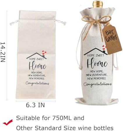 1Pcs Housewarming Gifts New Home Wine Bag,Perfect Gifts for New Homeowners, Realtor Gift to Clients,New Home Wine Bag For Friends, with 1Pcs Kraft Blessing Cards and natural jute rope - Image 2
